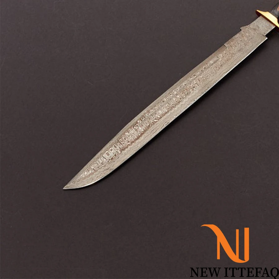 
NEW ITTEFAQ | Custom handmade Damascus steel out door big hunting knife with custom leather sheath 