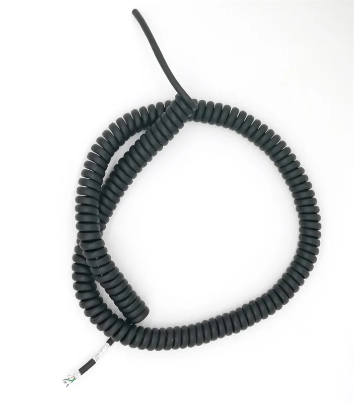 Cat5e Cu 28AWG FTP PE insulation TPU jacket Cable coiled Lenght 63cm without  connector Spiral Cable