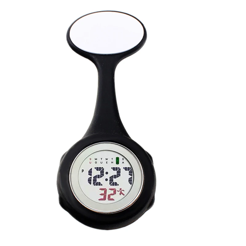 Оптовая продажа, заводская цена, экологически чистые силиконовые цветные светящиеся карманные часы для медсестер