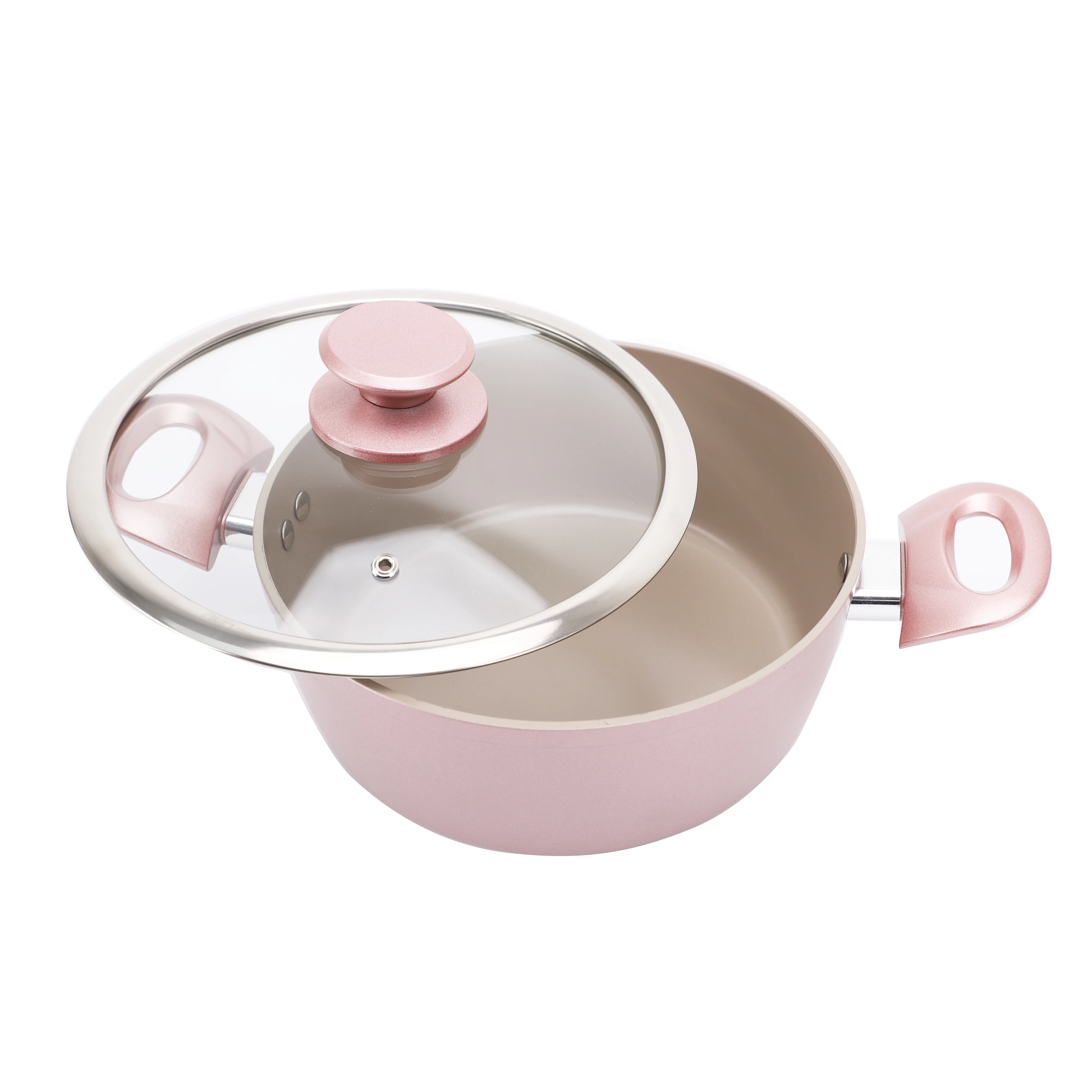 High Quality Kitchen Supplies Nonstick Induction Stock Pots Aluminum Cooking Pots Set with Glass Lid