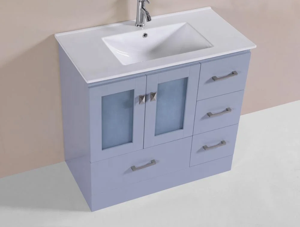 Popular American style drawer base cabinet type 34 inch wide white shaker bathroom vanity