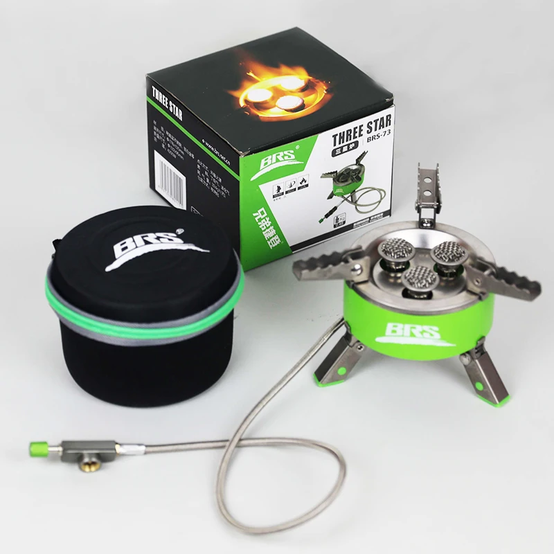 BRS Outdoor Gas Stove 4200W Power Folding Furnace Outdoor Camping Picnic Cooking Portable Gas Stove With Three Burners BRS-73