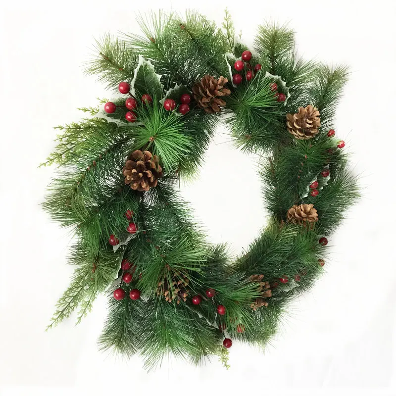 20 'Red and Gold Christmas Wreath for Plastic Mercury Ornaments Pine Cones Faux Berries Premium Pine Branches Cedar Ring