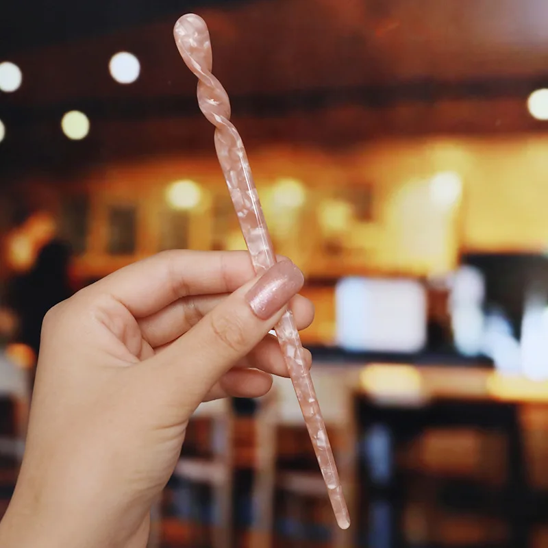 New Simple Twist Bun Acetic Acid Pattern Hair Fork With Elegant Temperament High Quality Pan Hair Chinese Wind Hair Stick