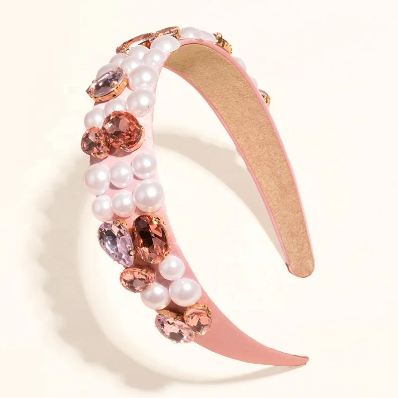 
Luxury Diamond Pearl Flower Jewelry Hairband Wholesale Fashion Crystal for woman baroque hair accessories 