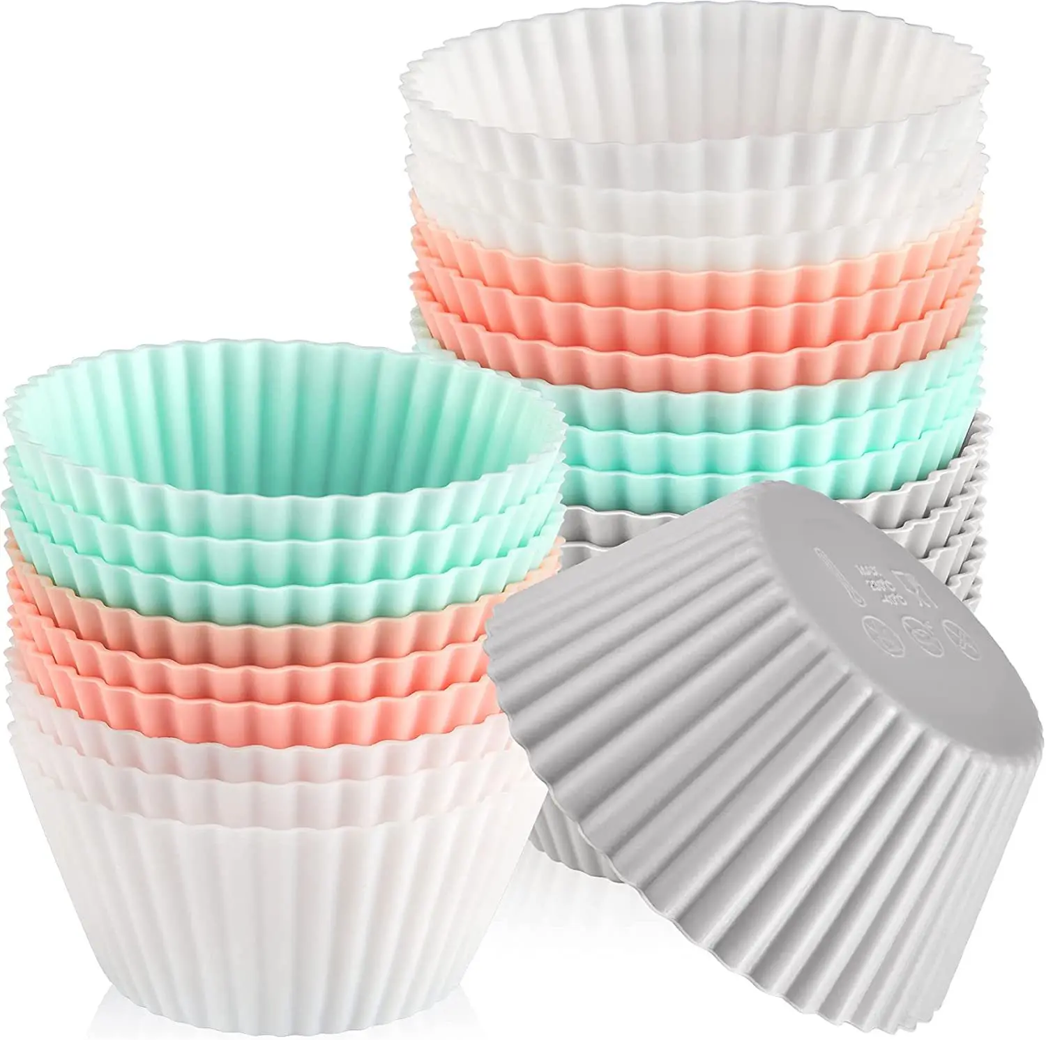 BPA free silicone  non-stick cupcake liners 24 cake cups baking muffin cup mold