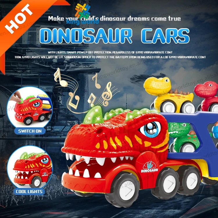 Toddler Car 5-in-1 Dinosaur Vehicle Trucks Toys with Sounds & Lights Toys for Boys Dinosaur Toys for Kids