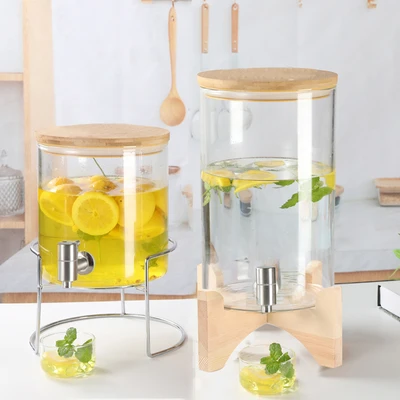 self-service beer beverage barrel Heat-resistant water glass juice jar with faucet