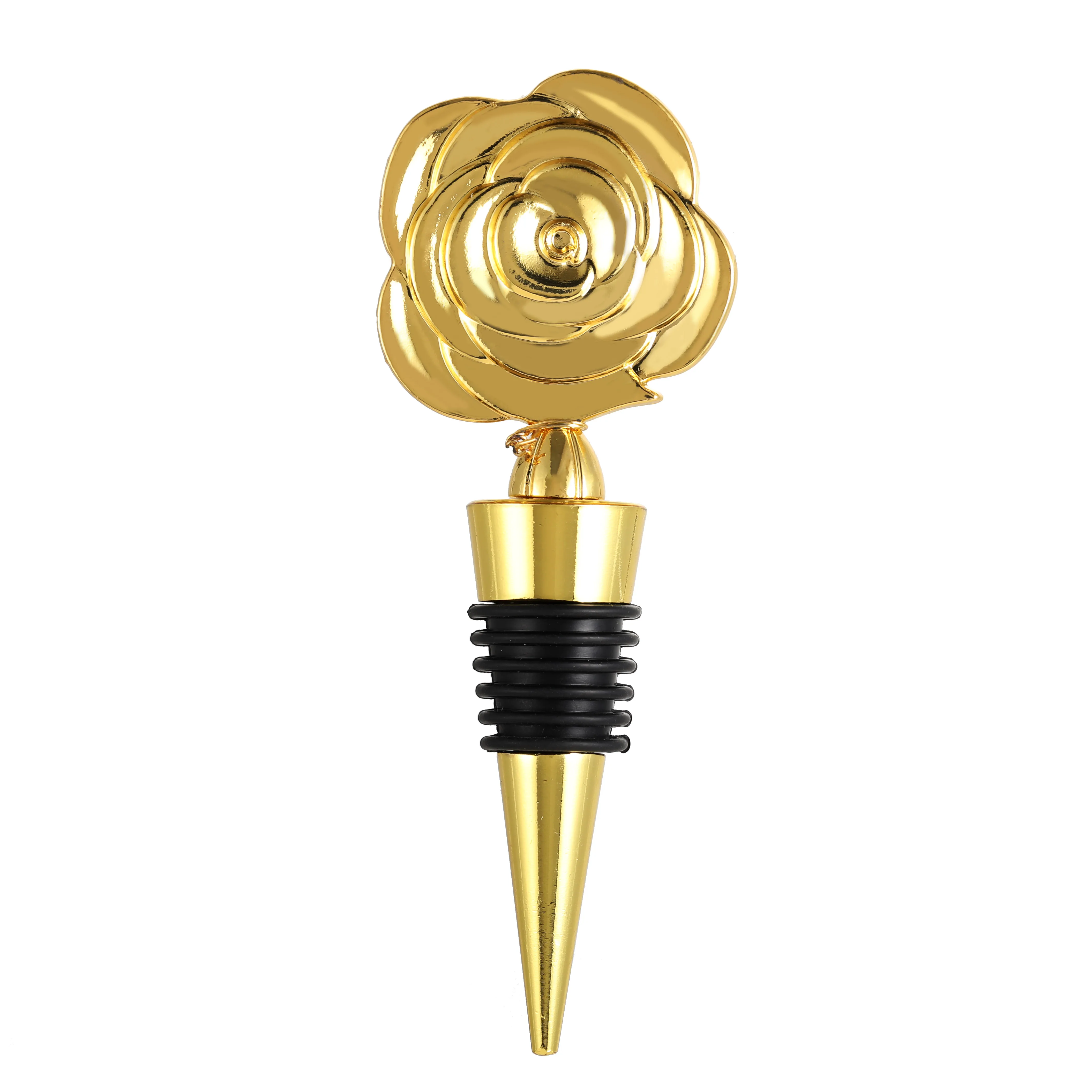 
High quality rose wine bottle stopper zinc alloy metal wine stopper for wedding 