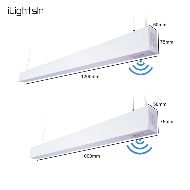 120lm/w Wide Suspended Led Linear Profile Light Linkable Aluminum Led Linear Lights with Sensors