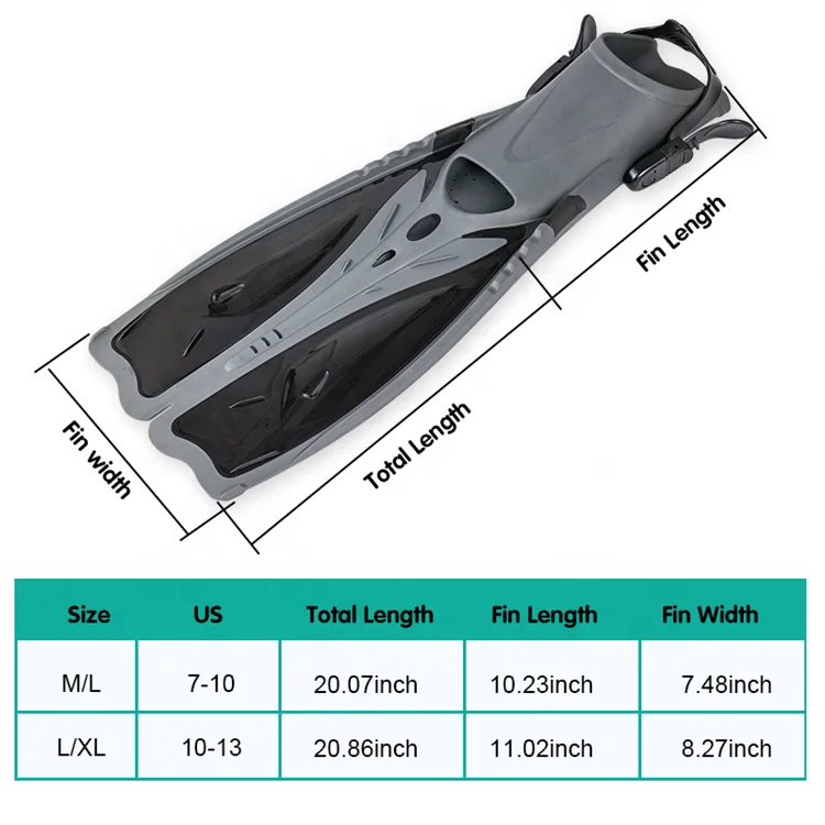 Professional Comfortable Scuba Adjustable Rubber Long Fin Custom OEM/ODM Long Underwater Fins