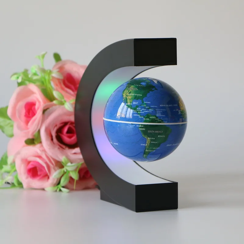 
Rontion Decorative Rotating Light World Globe With Wood Base 