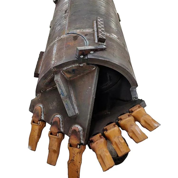 Construction Machine Piling Accessories Single Double Bottoms Core Barrel Soil Drilling Bucket With Soil Drilling Teeth