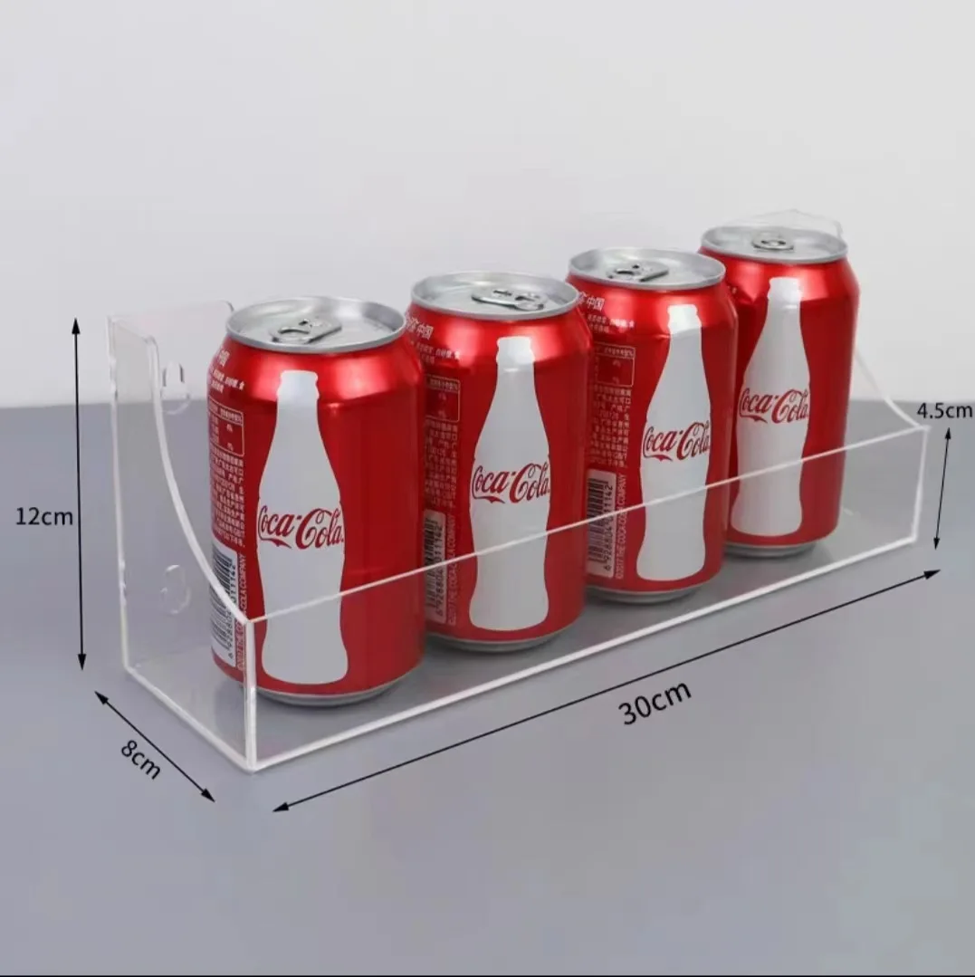 Custom Size Clear Movable Beverage Rack postcard shelf Acrylic Drinks display shelf Refrigerator Cooler Door Suction Cup holder