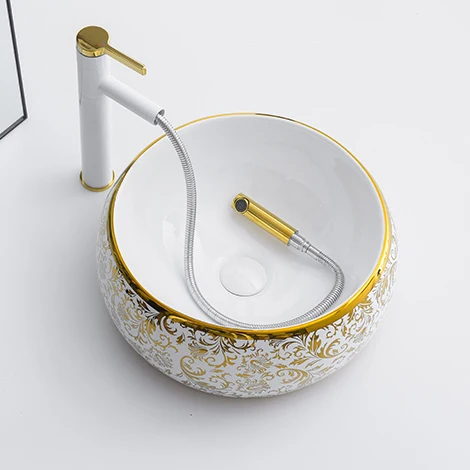 Modern luxury gold rim multi-style porcelain sanitary ware art basin ceramic face hand washbasin bathroom sinks