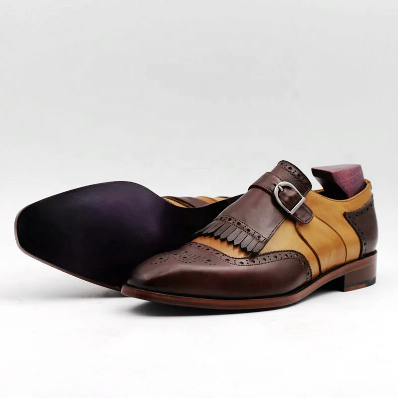 Cie Customized Handmade Monk Blake Stitched Brown Casual Pure Leather Shoes for Men
