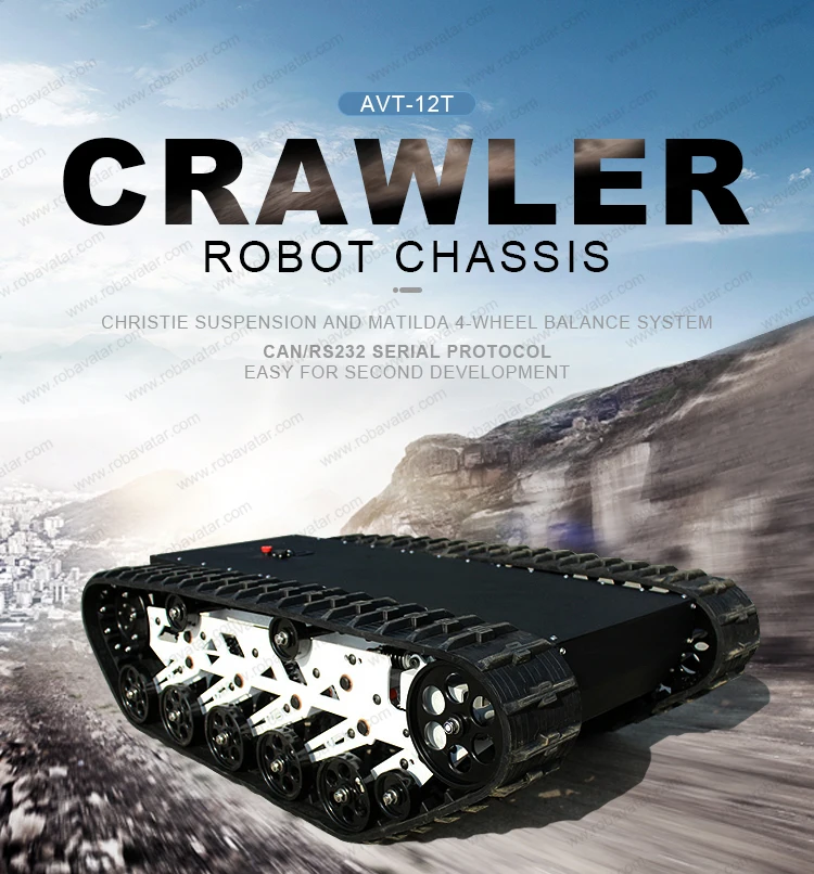 Home Security Robot Outdoor Network Switch Rubber Tracked Chassis Platform 