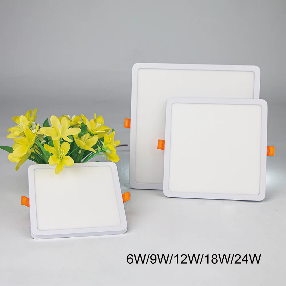 Factory Free Customized 6w 9w 12w 18w 24w Round Square Recessed Panel Lights