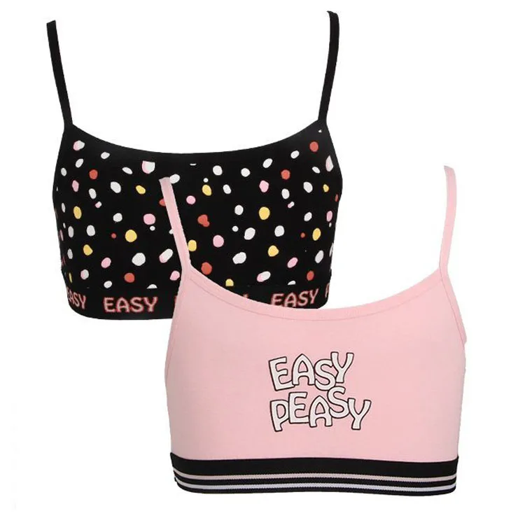 
Custom Logo 2021 Summer New Arrival 95% Cotton 5% Elastane Girls Crop Top Camisole 