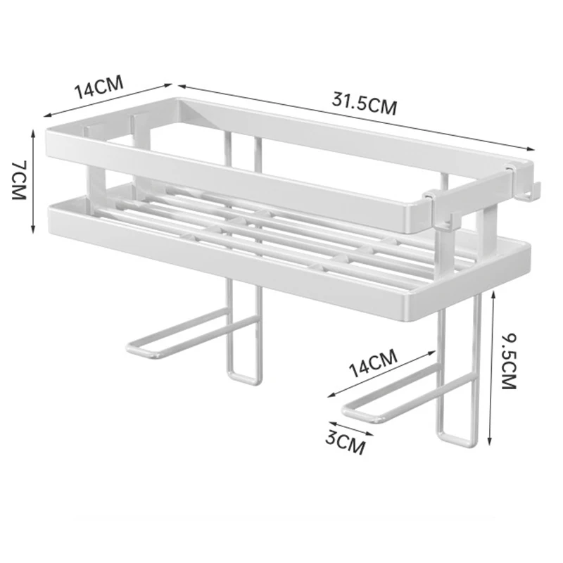 New Arrival Wall Mounted 2-Layer Bathroom Storage Rack Organizer with Hooks for Organizing Your Space