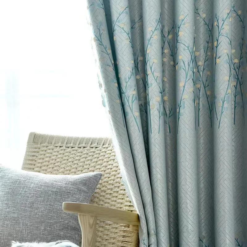 100% Polyester Jacquard Blackout For Window Blinds Geometric Jacquard Fabric Ready Made Curtains For The Living Room
