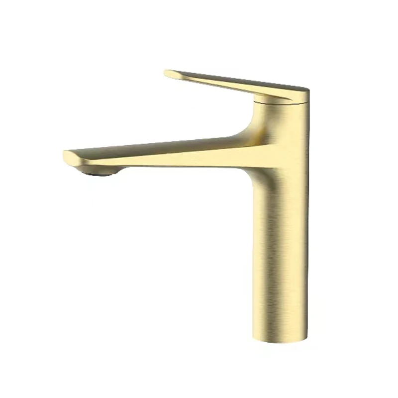 Lusa Hot Selling Single Handle Brass Material Hot and Cold Mixer Tap Deck Mount Bathroom Basin Faucet