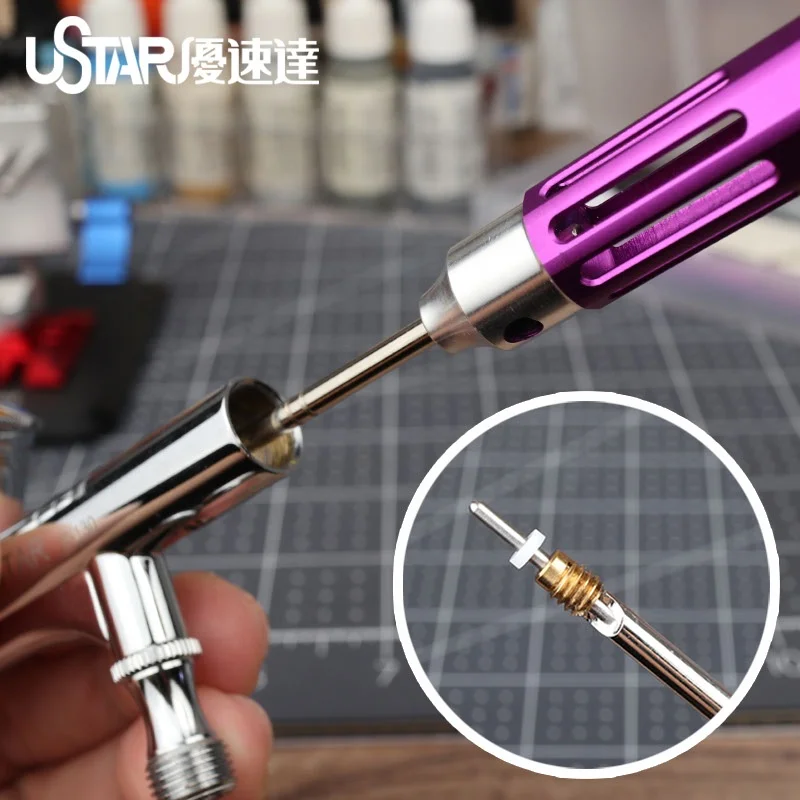 Ustar Gundam Model Tool Model Ua-90094 Dual Action Set With Air Brush Cleaning Deep Care Kit Nozzle Cleaning Needle Repair