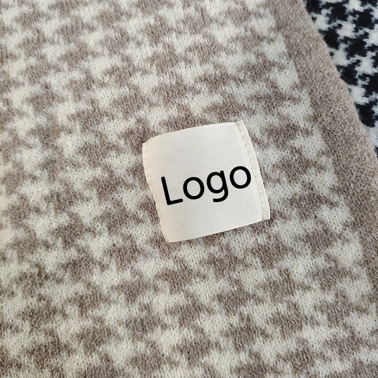 Hot Sale Warm Scarves Custom Design Logo Printing Plaid Knit Winter Scarf For Women