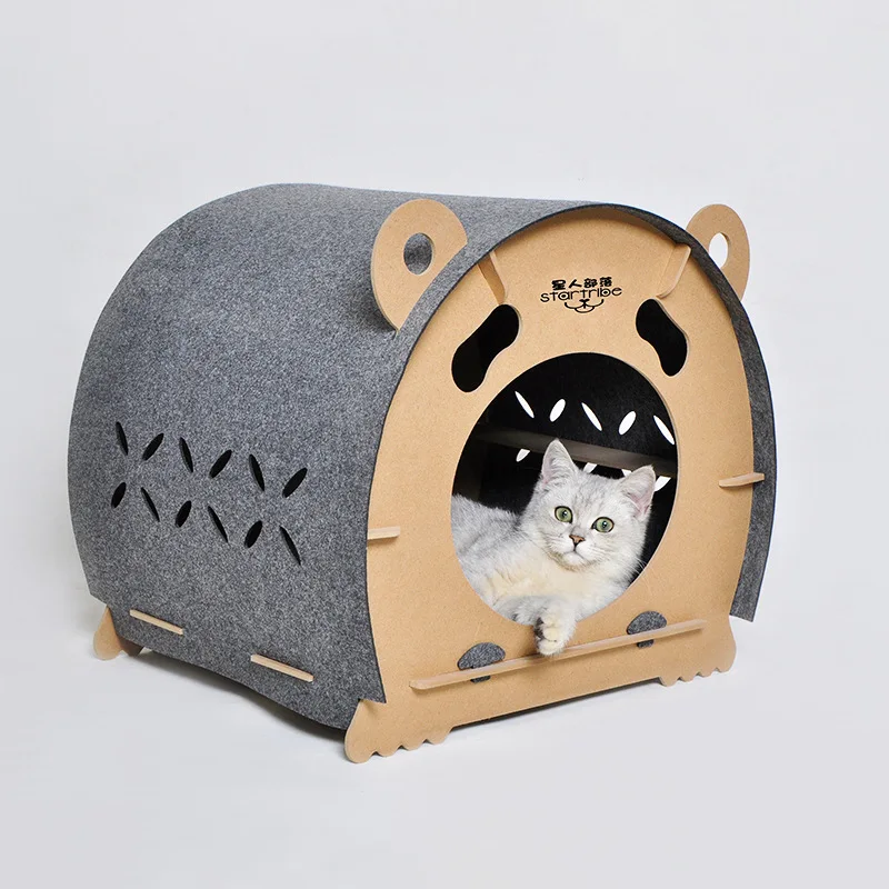 E1 level OSB Luxurious Wood Cat House Pet Comfortable Bed Pet Wooden House For Dogs Cats Top Quality