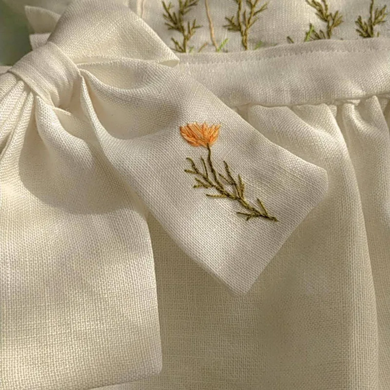 Embroidery Toddler Sun Causal Vintage Modest Custom Long Gown Evening Orange Flower Girls Dresses