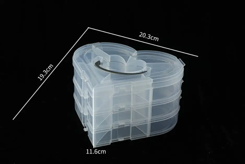 Fashion Design Large Love Heart Three-layer Multi-grid Jewelry Box With Portable Rubber Band Hairpin Storage Desktop