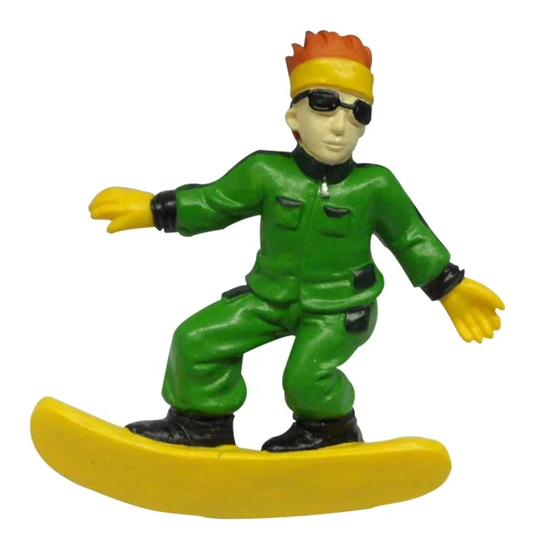 Resin tourist Gift 3D statue Winter Sport Snowboard & Ski Fridge Magnet