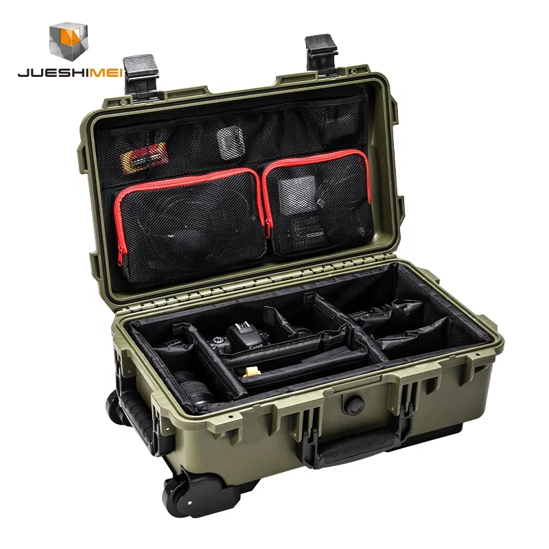 Custom Plastic Flight Case 212X Shockproof  Waterproof Hard Shell Camera Lens Protector Case with Padded Dividers