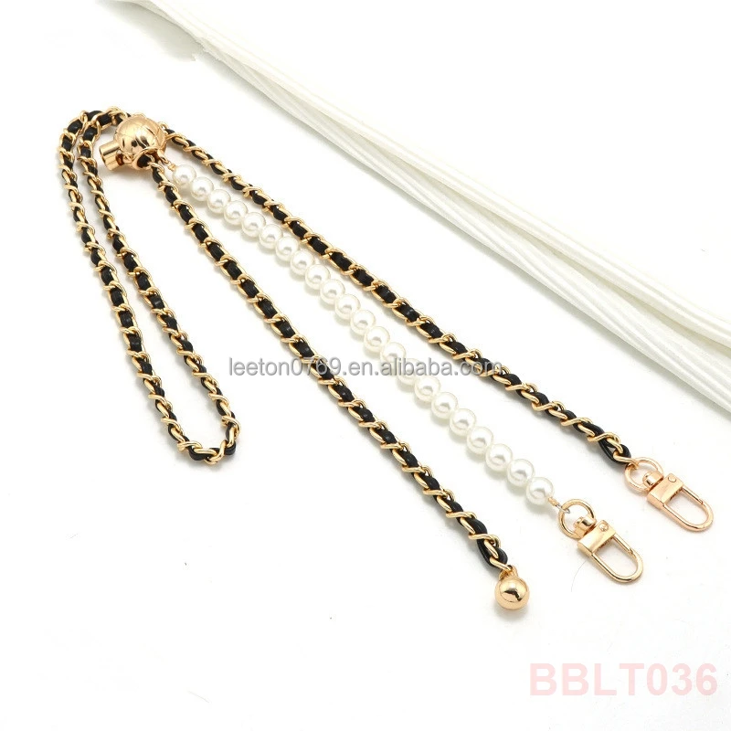 Stock supply high quality 120cm shiny gold metal bag chain with adjuster ball
