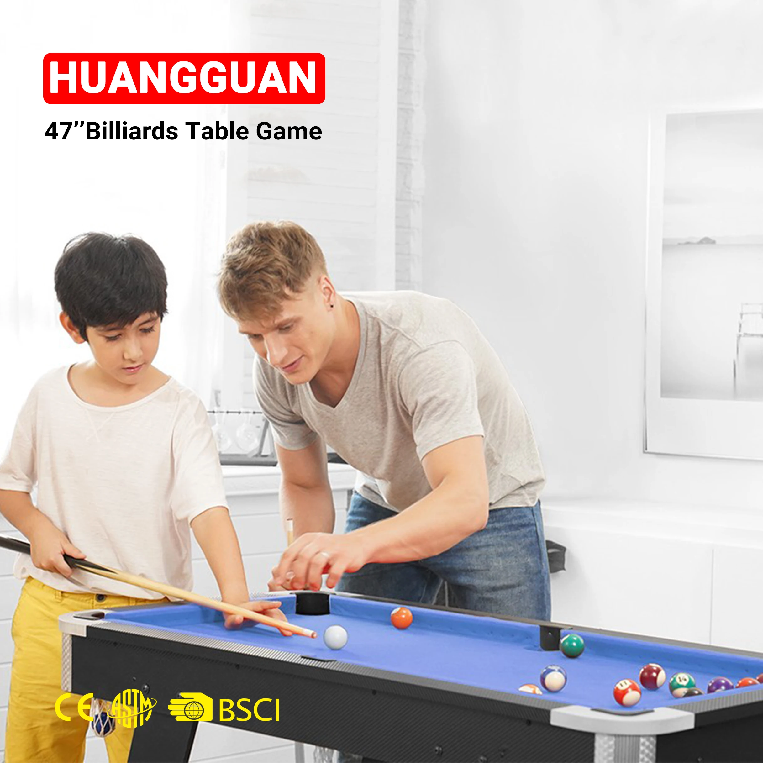 Huangguan 47 Inch Billiards Game Table For Kids  Pool Table For Family Game Night Indoor Factory Whoresale