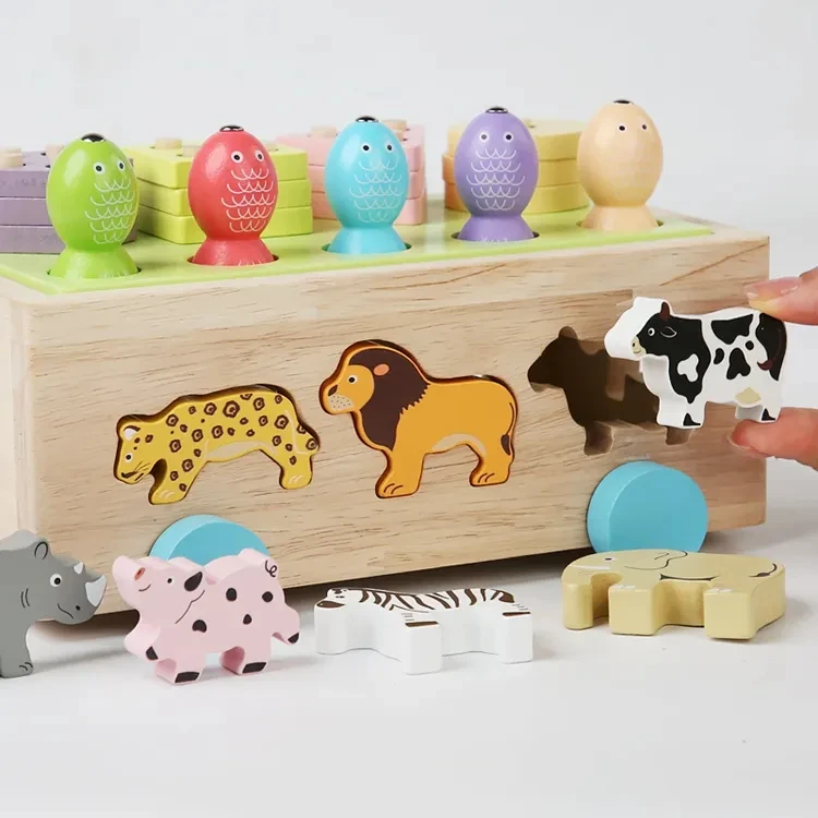 High Quality 3 in 1 Matching Shape Sorter Blocks Fishing toy Animal Blocks Educational Learning Toy
