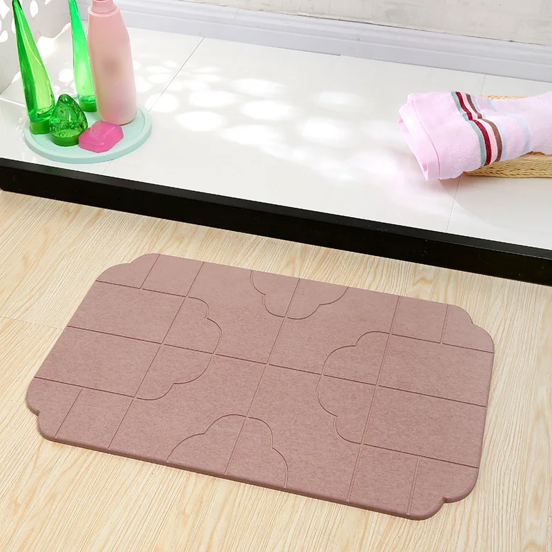 Non Slip Dry Fast Bath Mat Extra Hard and Absorbent Engrave Diatomite Mat