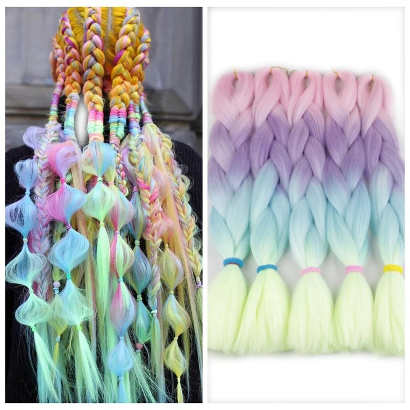 1 PACK Large stock 200+ colors ombre jumbo braid synthetic hair extensions jumbo box braids synthetic braiding hair