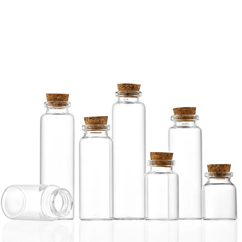 30mm Small DIY Crafts Vials Jars Packaging Bottles Test Tube Transparent Clear Glass Bottles with Cork Stopper
