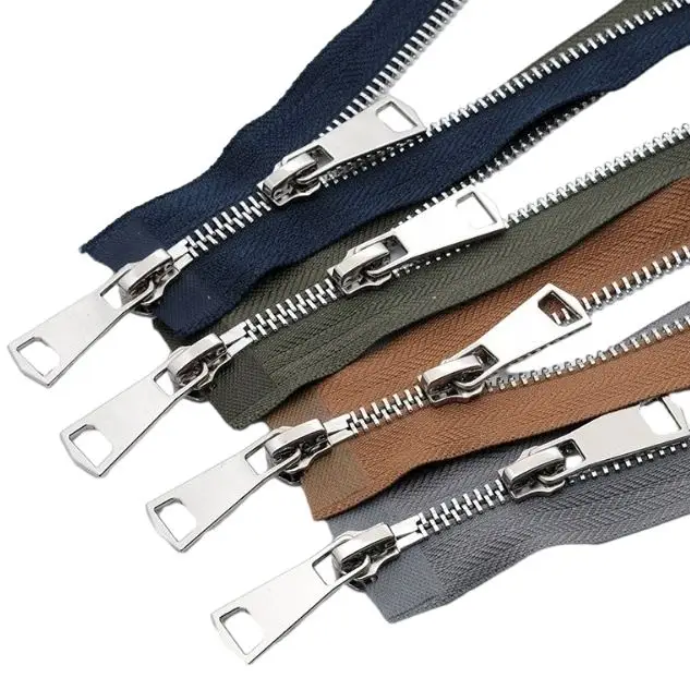 High Quality Durable Custom Metal Zipper Gold Teeth Zinc Alloy Open Type Clothing Accessories for Bags