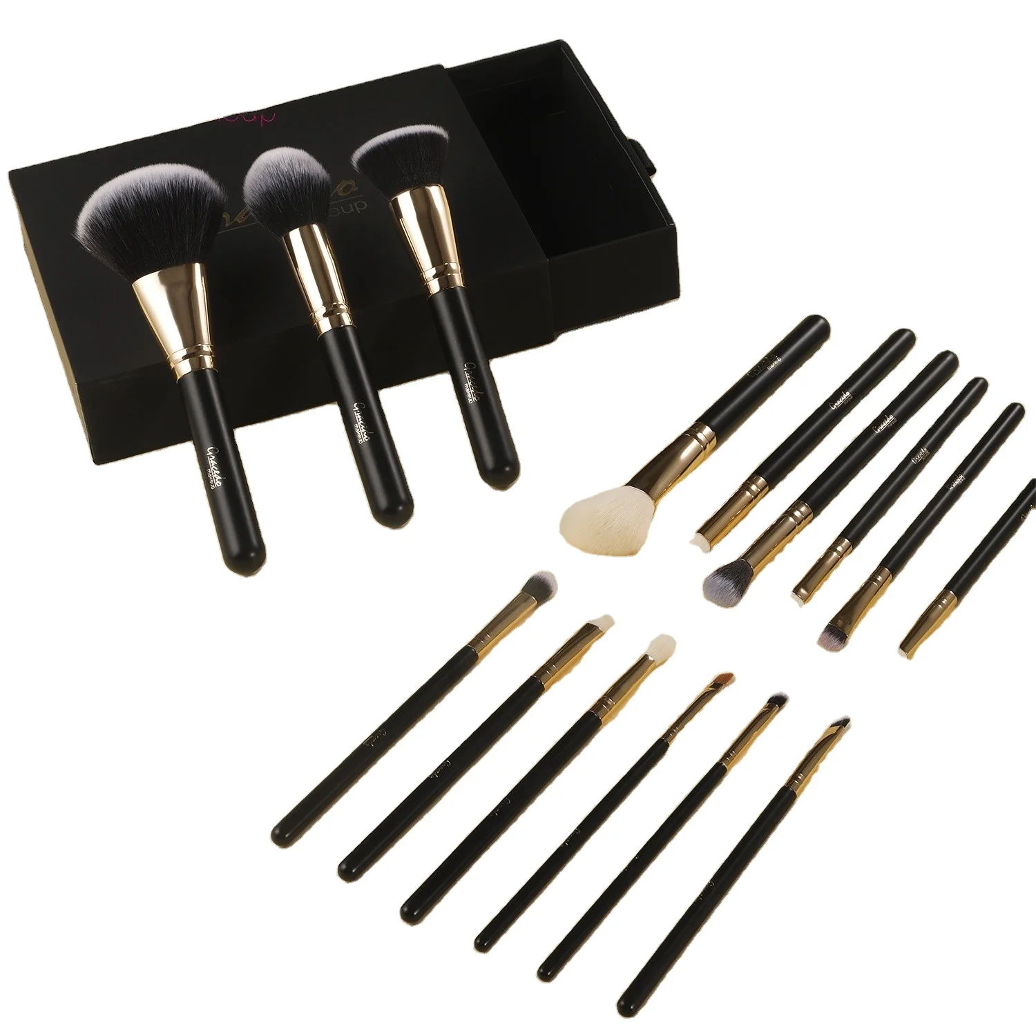 Makeup Brush Set 15pcs Premium Cosmetic Brush Foundation Blush Concealer Eyeshadow Eyebrow Highlight Pink Make Up Brush