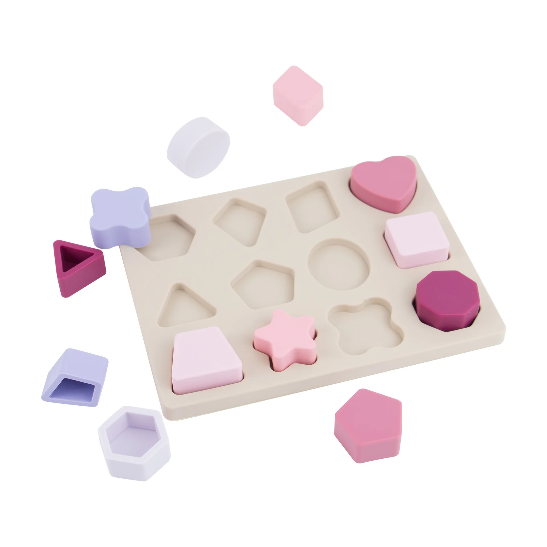 Wholesale Geometric Silicone Puzzle Toy Food Grade Silicone Kids Building Blocks  Baby Stacking Silicone Educational Toy