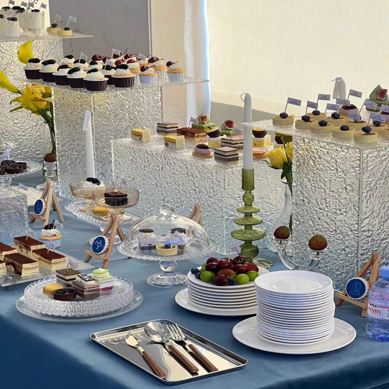 Custom Acrylic Riser Stand Buffet Table Food Display Stands Nesting Dessert Risers Cube Lucite Display Box for Wedding