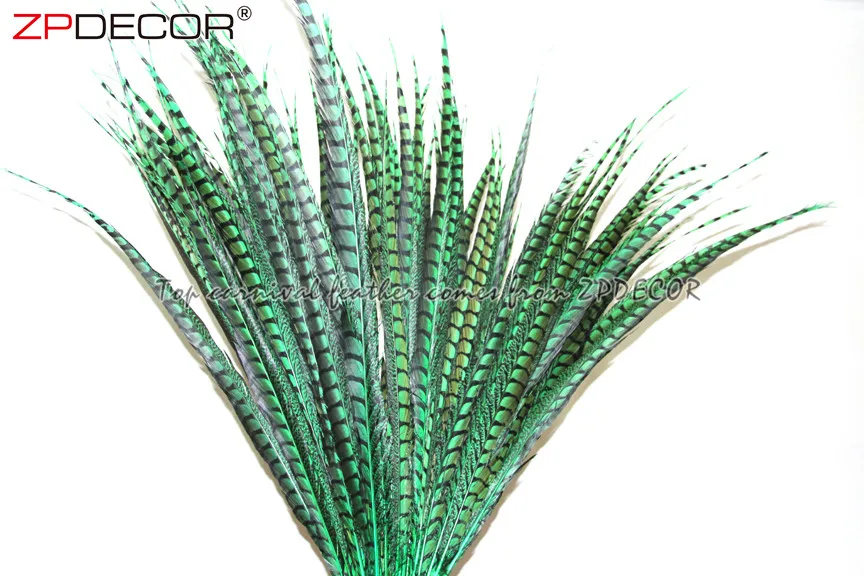 ZPDECOR оптовая продажа размер 70-80 см дешевое окрашенное зеленое дамское перо Amherst хвост фазана для