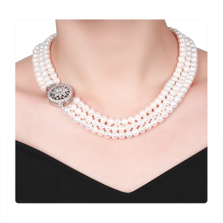 New Accessories Natural Freshwater Pearl Necklace, Multi - Layer Pearl Chain Sweater Chain Female
