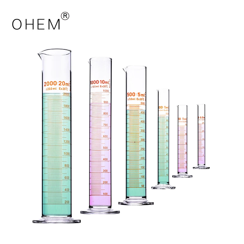 laboratory use Thickened transparent 2000ml Pyrex Glass Measuring Cylinder