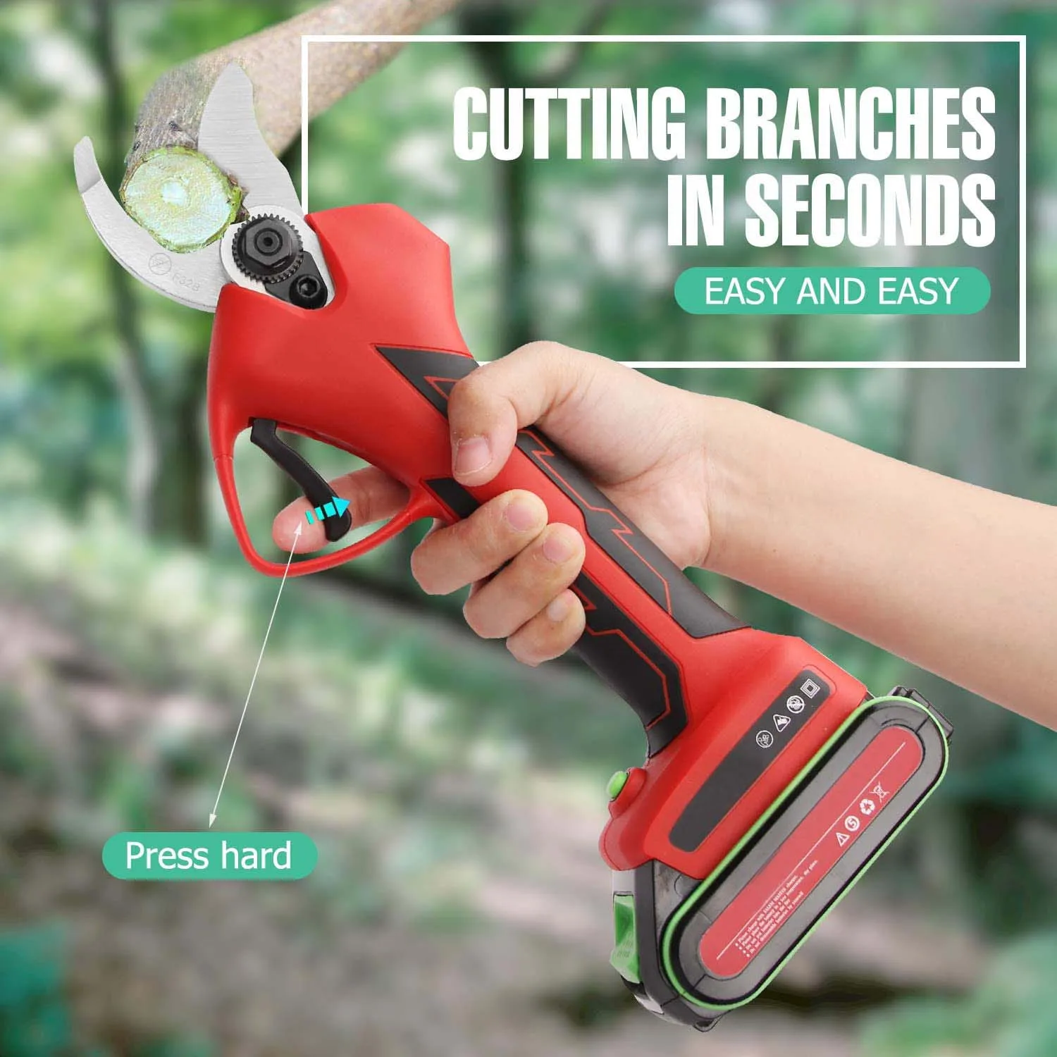 
Professional Cordless Electric 21V 2.0Ah Lithium Battery Tree Branch Cutter Orchard Fruits Pruner Power Scissor Pruning Shears 