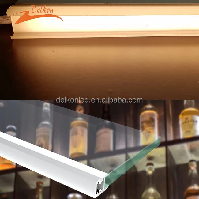 LED Strip Shelf Light Profile LED Aluminum Profile For 6MM 8MM Glass Shelves