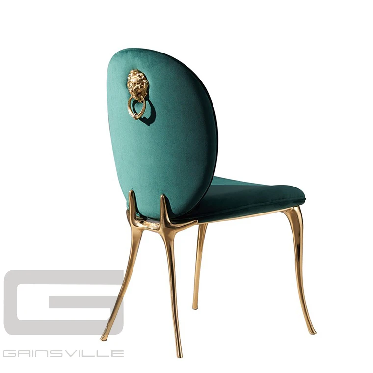 High Quality Metal Leg Dinning Chair Modern Restaurant Hall Velvet Dining Chair with Curved Back
