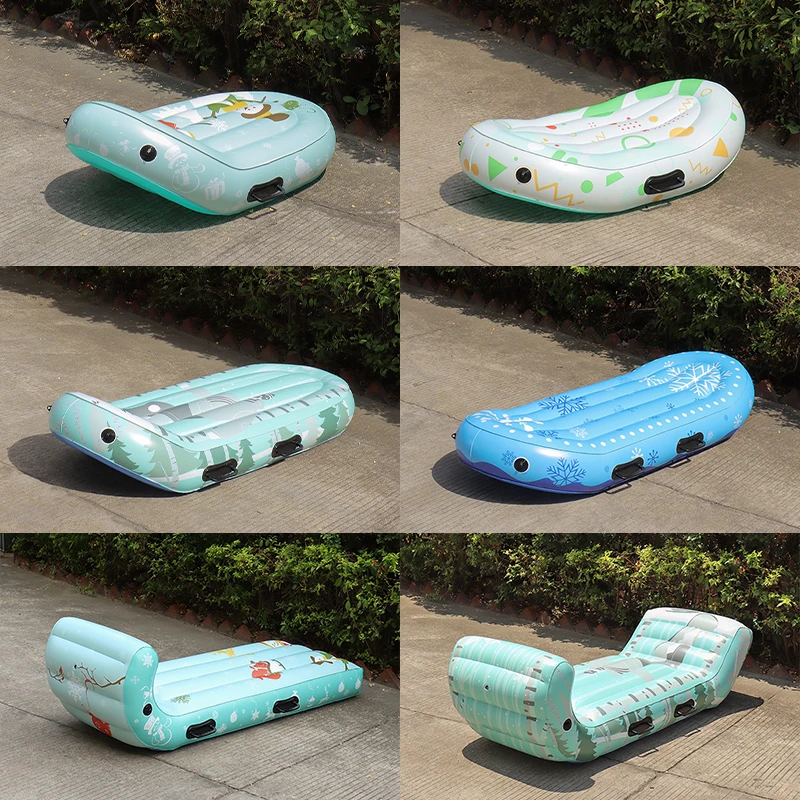 The factory developed 6 PVC inflatable skis single double people two curved ski mat inflatable snow tube snow sled